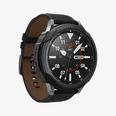 ACS06394 - Galaxy Watch 6 Classic (47mm) Case Liquid Air in matte black showing the front